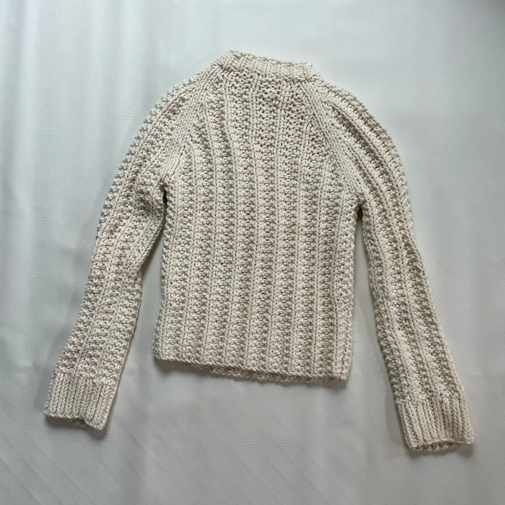 J. Crew Hand Knit Chunky Knit Ivory Sweater Womens Small - Picture 4 of 4